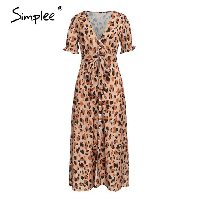 Dames Fleurige Luipaard Print Jurk
