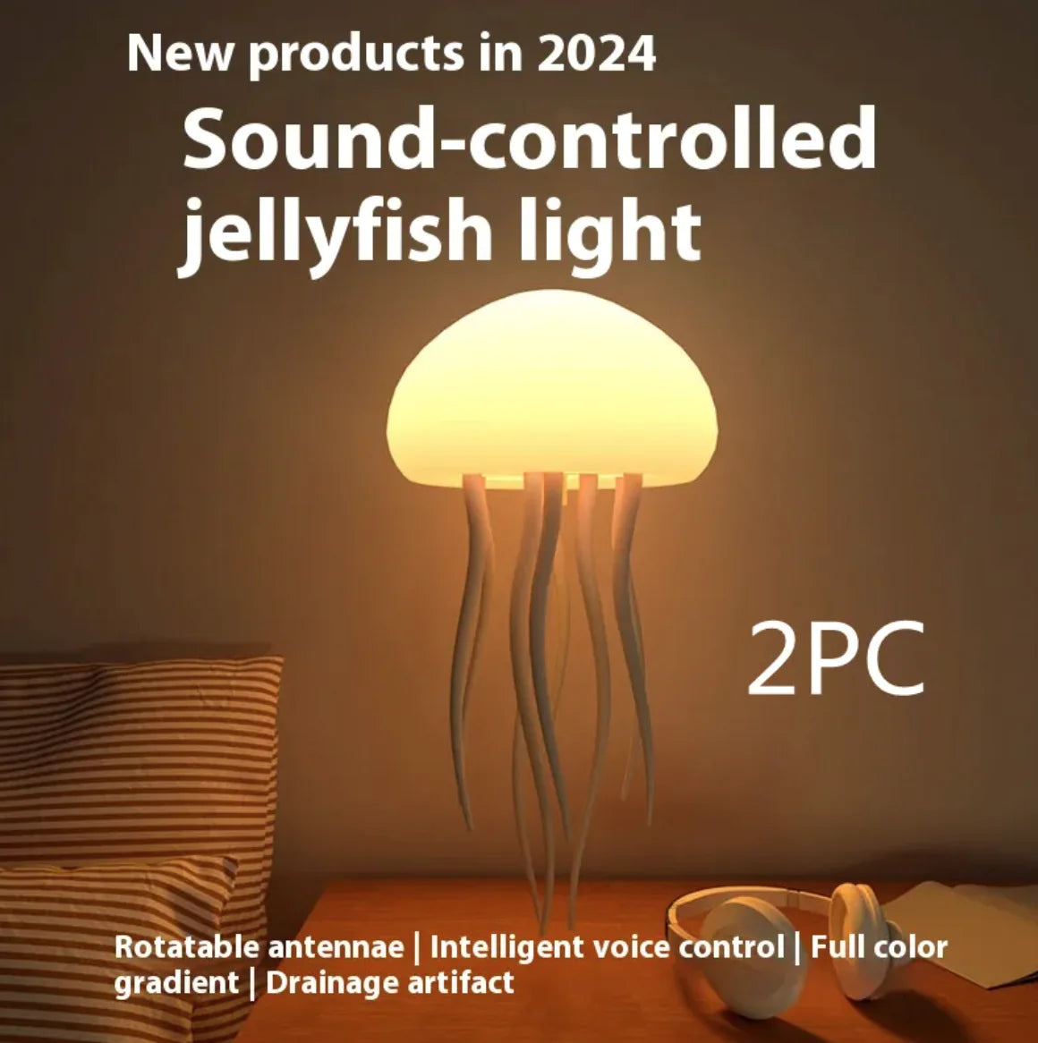 Jellyfish Sfeerlamp LED Jellyfish Nachtlampje Draagbare Jellyfish Lamp Slimme Tafellamp voor Nachtkastje of Bureau