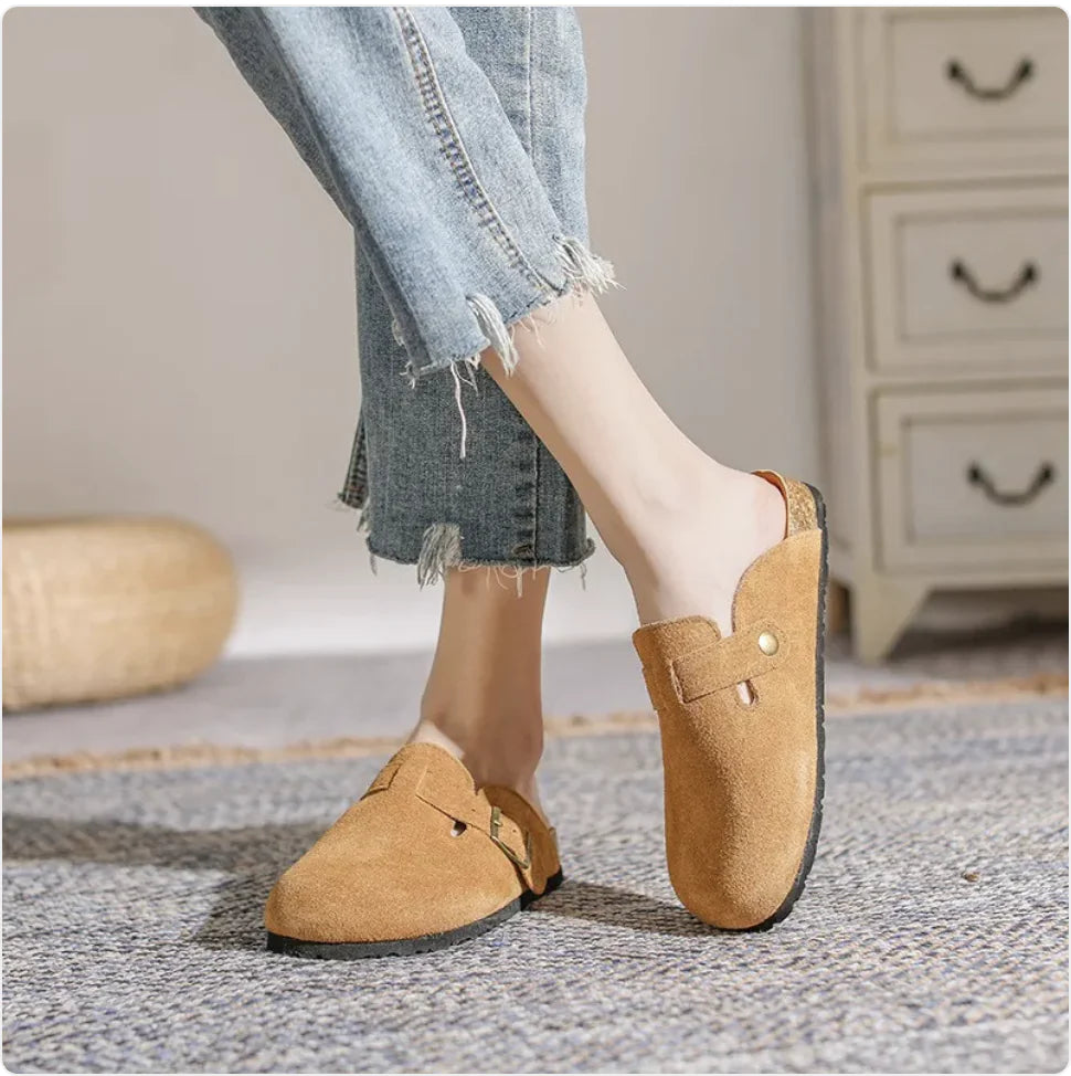 Dames en Heren Retro Leren Slippers