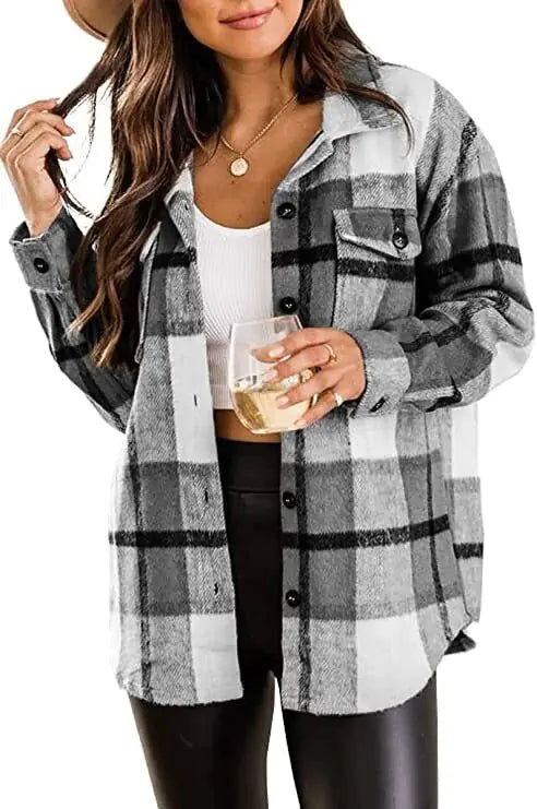 Dames Casual Flanel Shirt/ Blouse