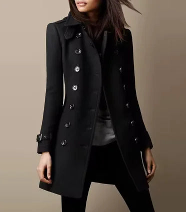 Dames Wollen Trench Coat Jas