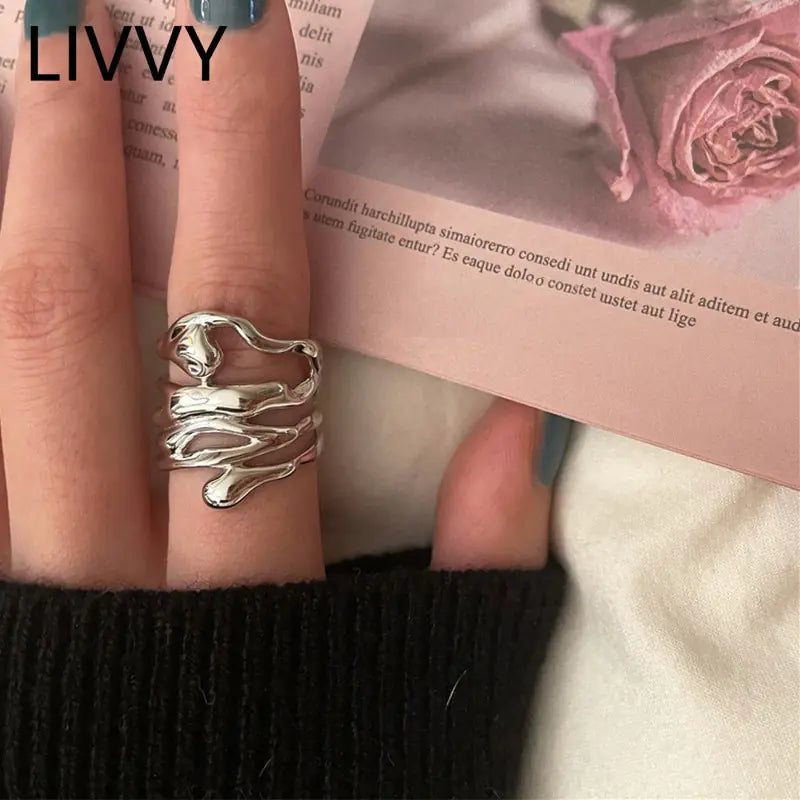 Zilveren Holle Brede Ring
