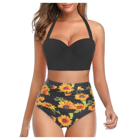Dames Fleurige High-Waist Bikini
