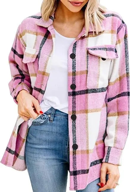 Dames Casual Flanel Shirt/ Blouse