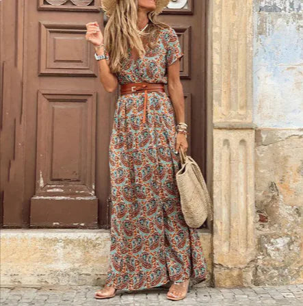 Dames Bohemian Stijl Print Maxi Jurk