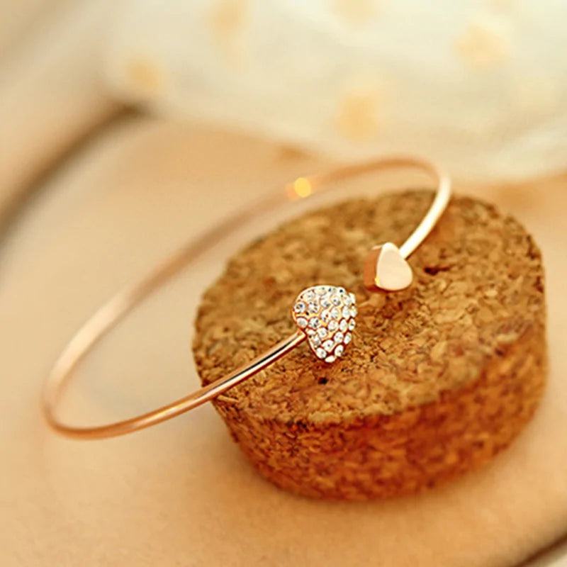 Kristal Dubbel Hart Armband