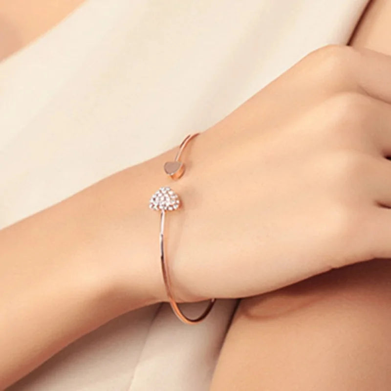 Kristal Dubbel Hart Armband